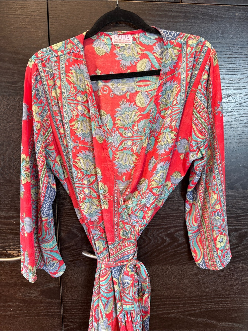 Cienna Red Floral Wrap Top